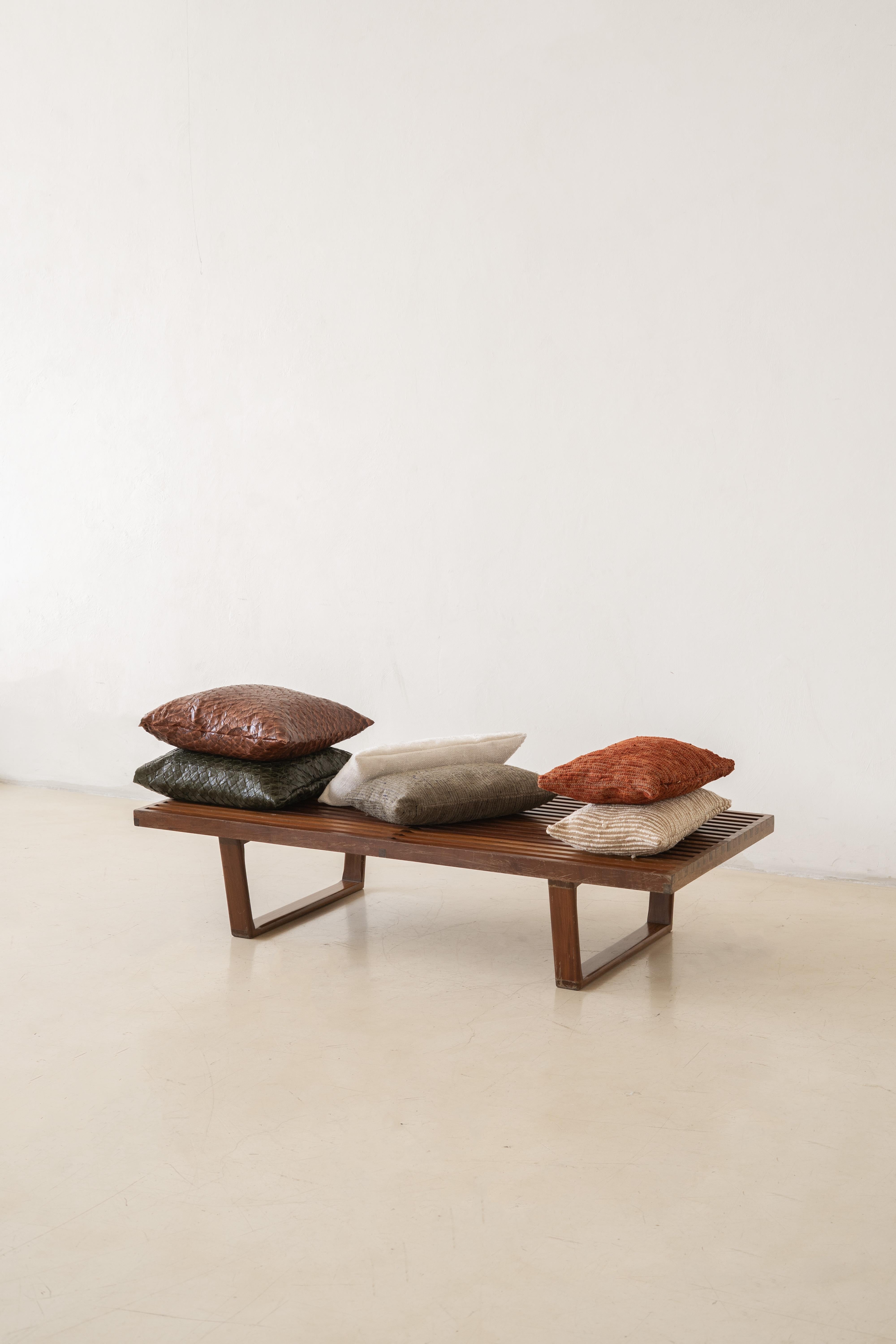 Brazilian Pirarucu Leather Cushion Nut-Brown by Bossa Home Collection , 2025 For Sale
