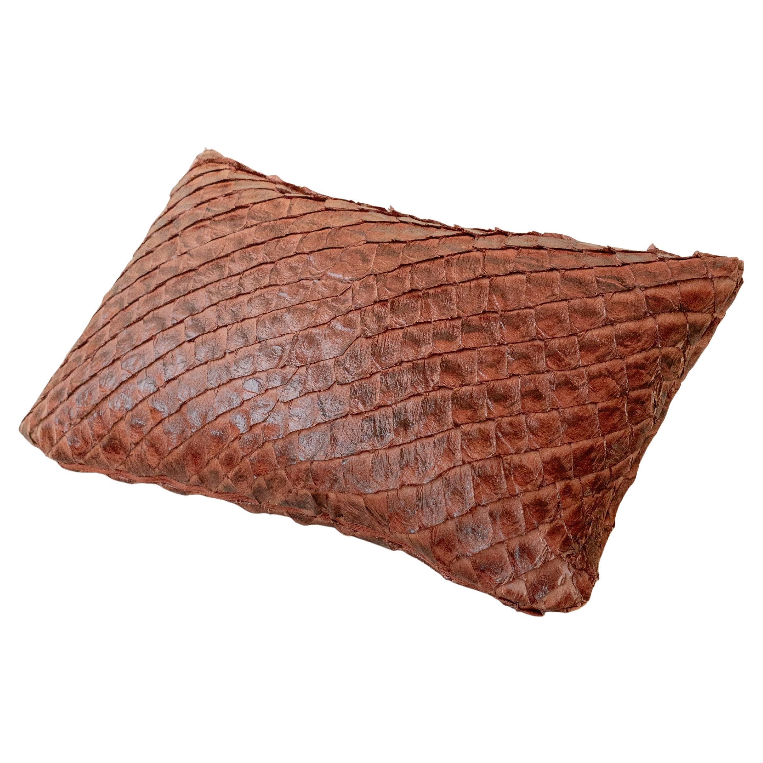 Pirarucu Leather Cushion Nut-Brown by Bossa Home Collection , 2025