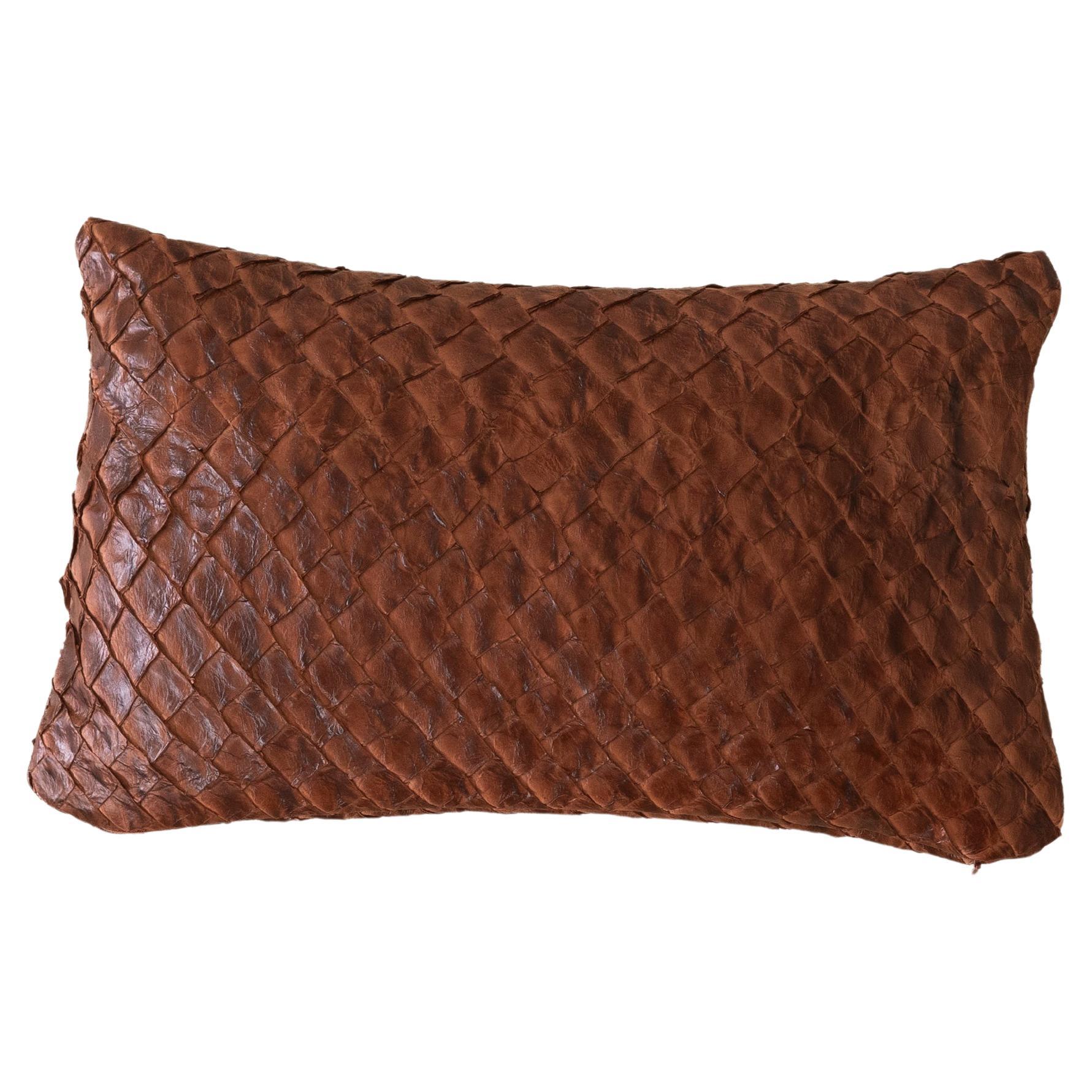 Pirarucu Leather Cushion Nut-Brown by Bossa Home Collection , 2025
