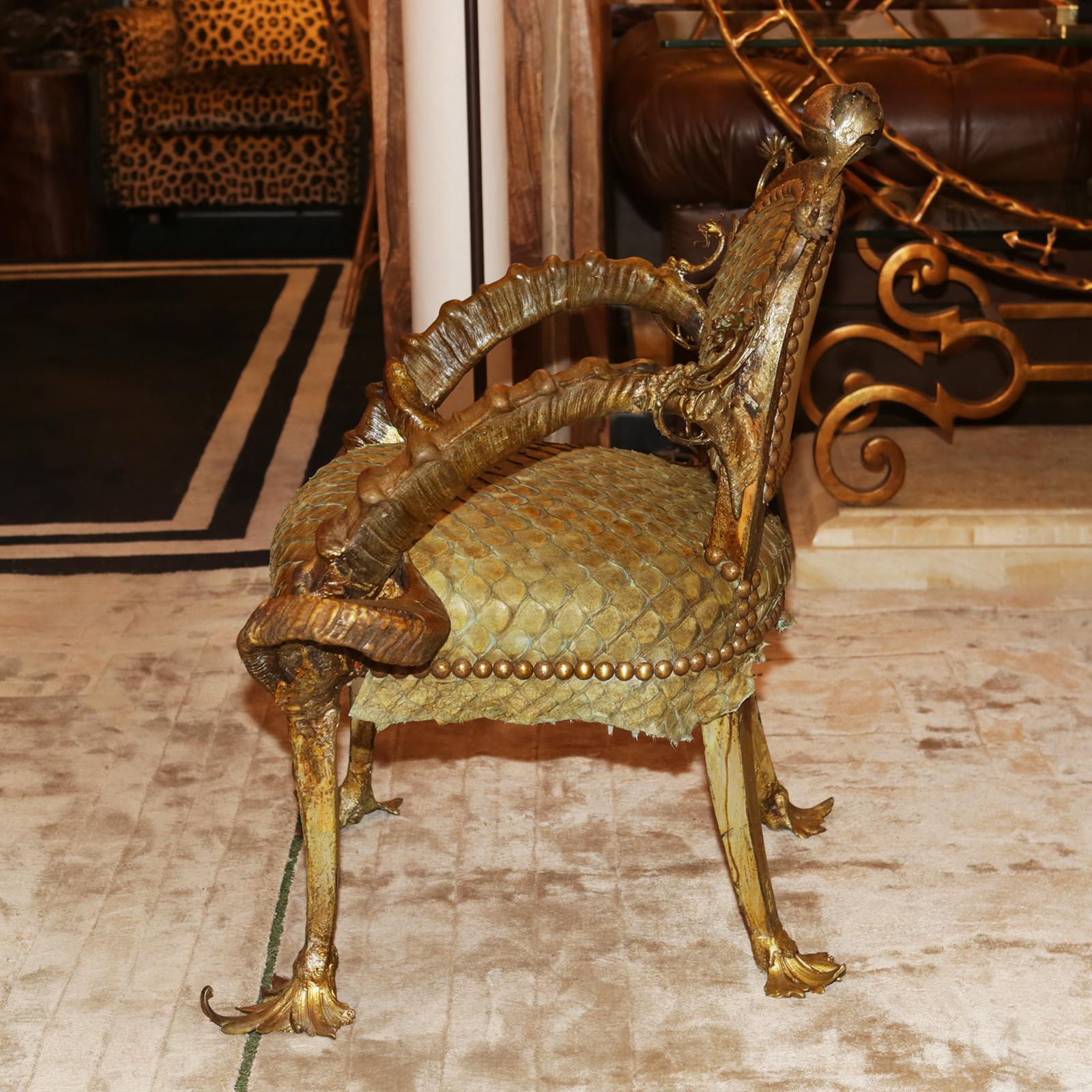 Hand-Crafted Piraruku Chair with Bronze For Sale