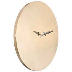 Modern Art Pirate Mirror in Polished Brass, Fine Silver and Precious Stones