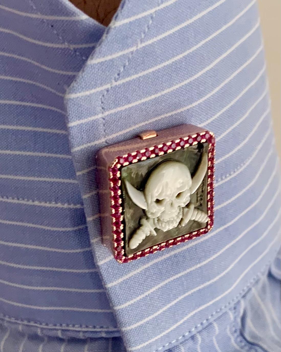 Women's or Men's Pirates, Charms and Button Covers in Mother of Pearl cameos  For Sale