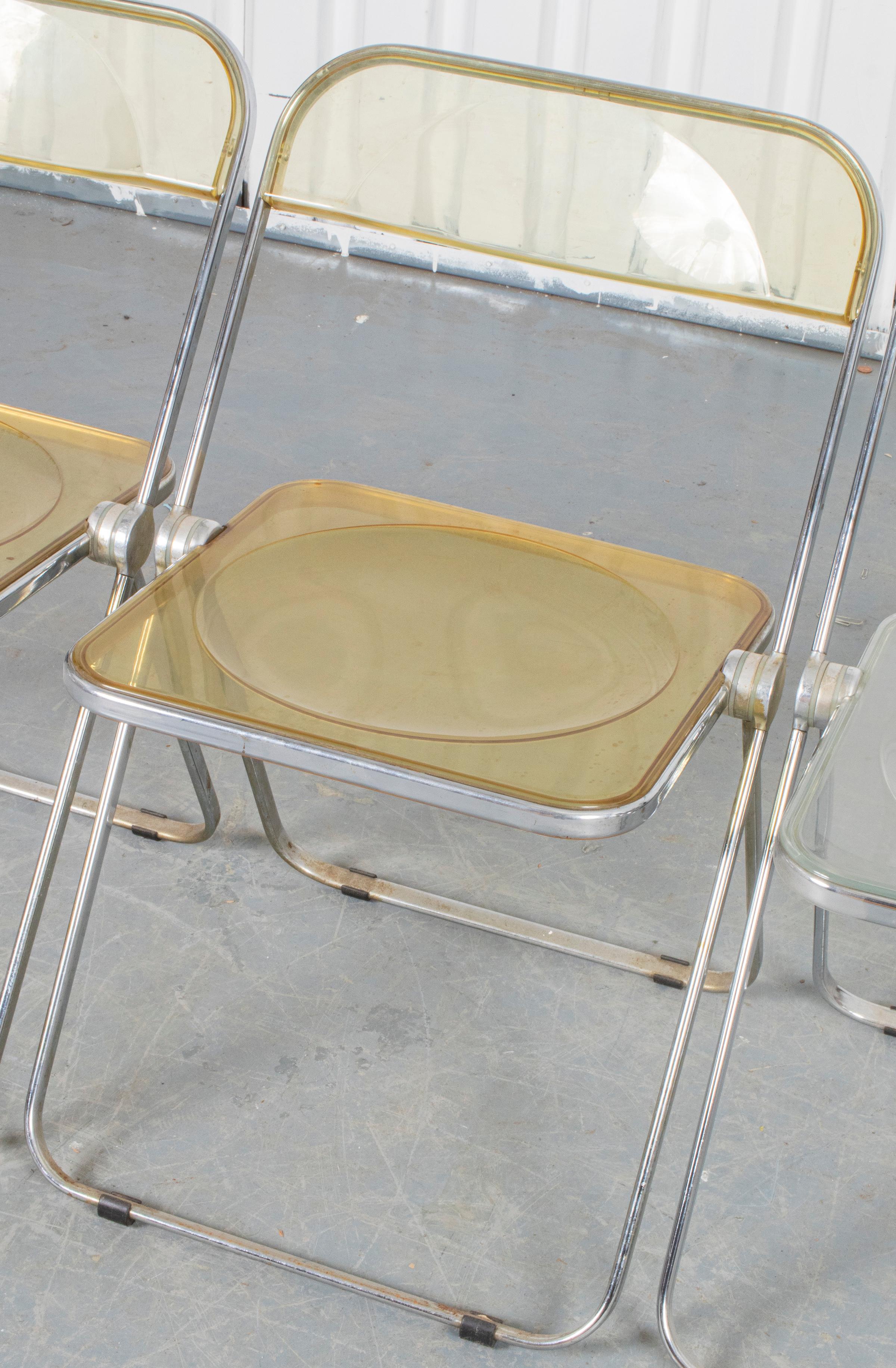 Modern Piretti Castelli Lucite 'Plia ' Folding Chairs, 4 For Sale