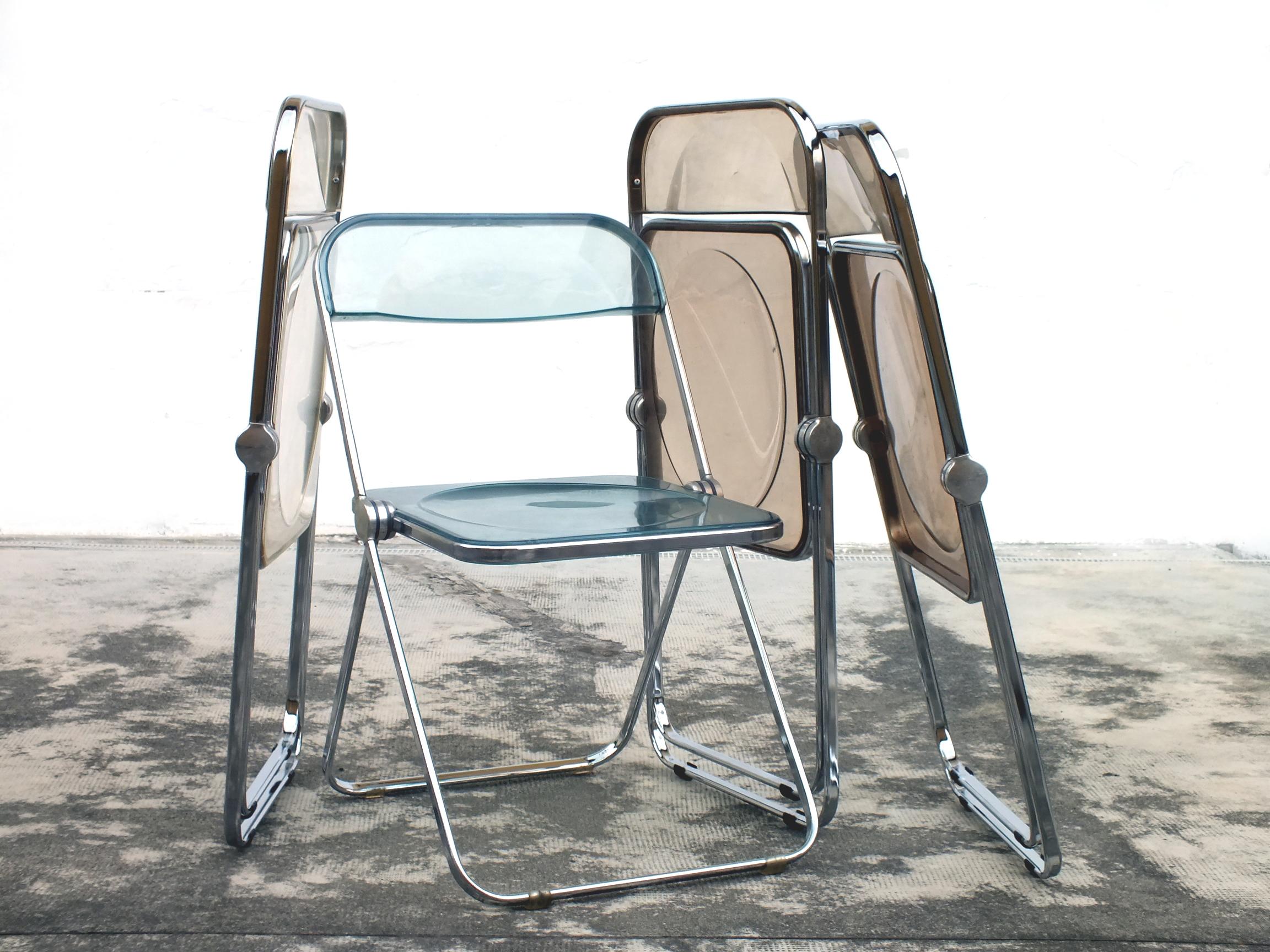 Piretti Giancarlo Design for Anonima Castelli in Years 1970 Four Plia Chairs For Sale 3