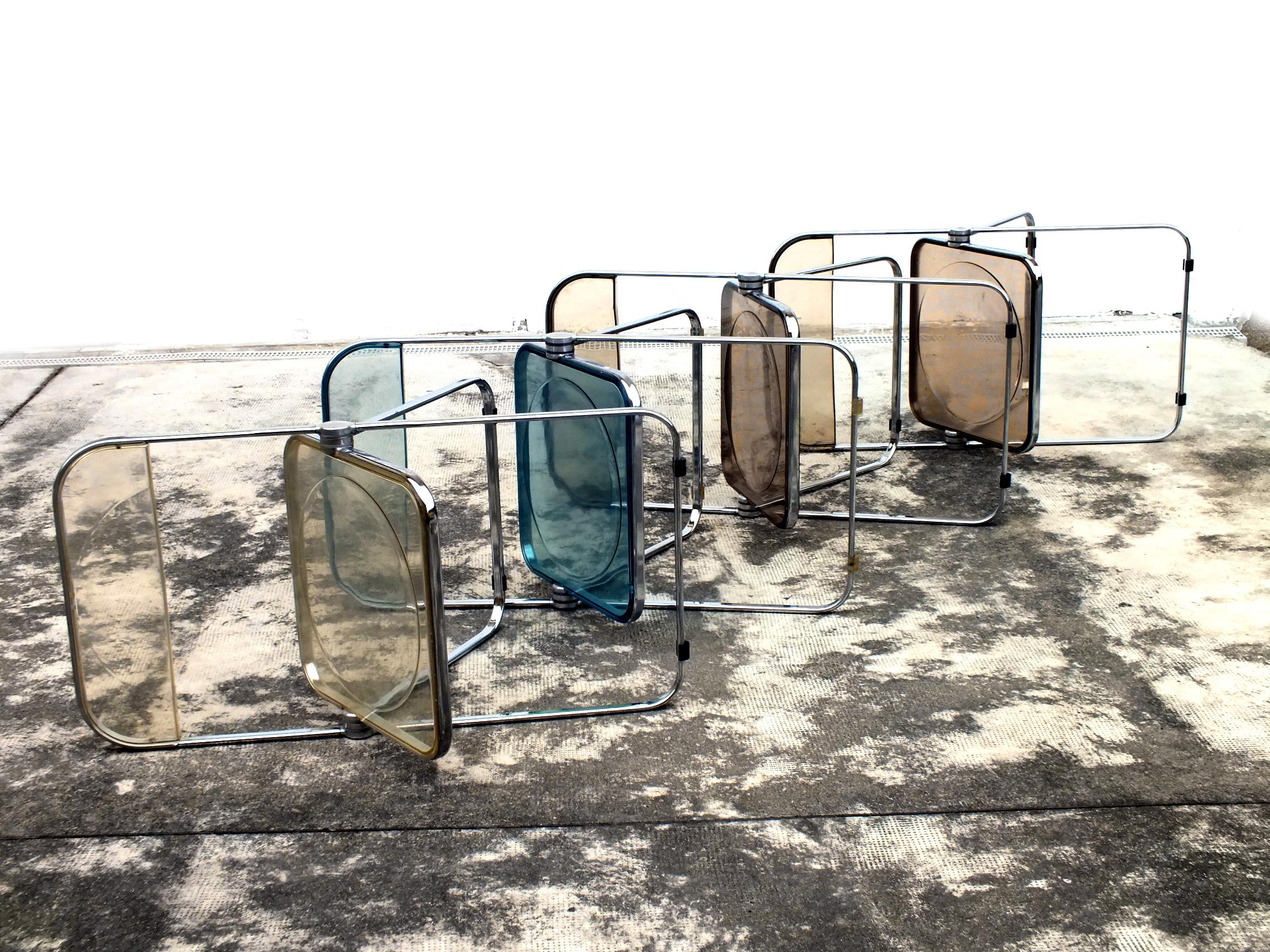 Piretti Giancarlo Design for Anonima Castelli in Years 1970 Four Plia Chairs For Sale 5