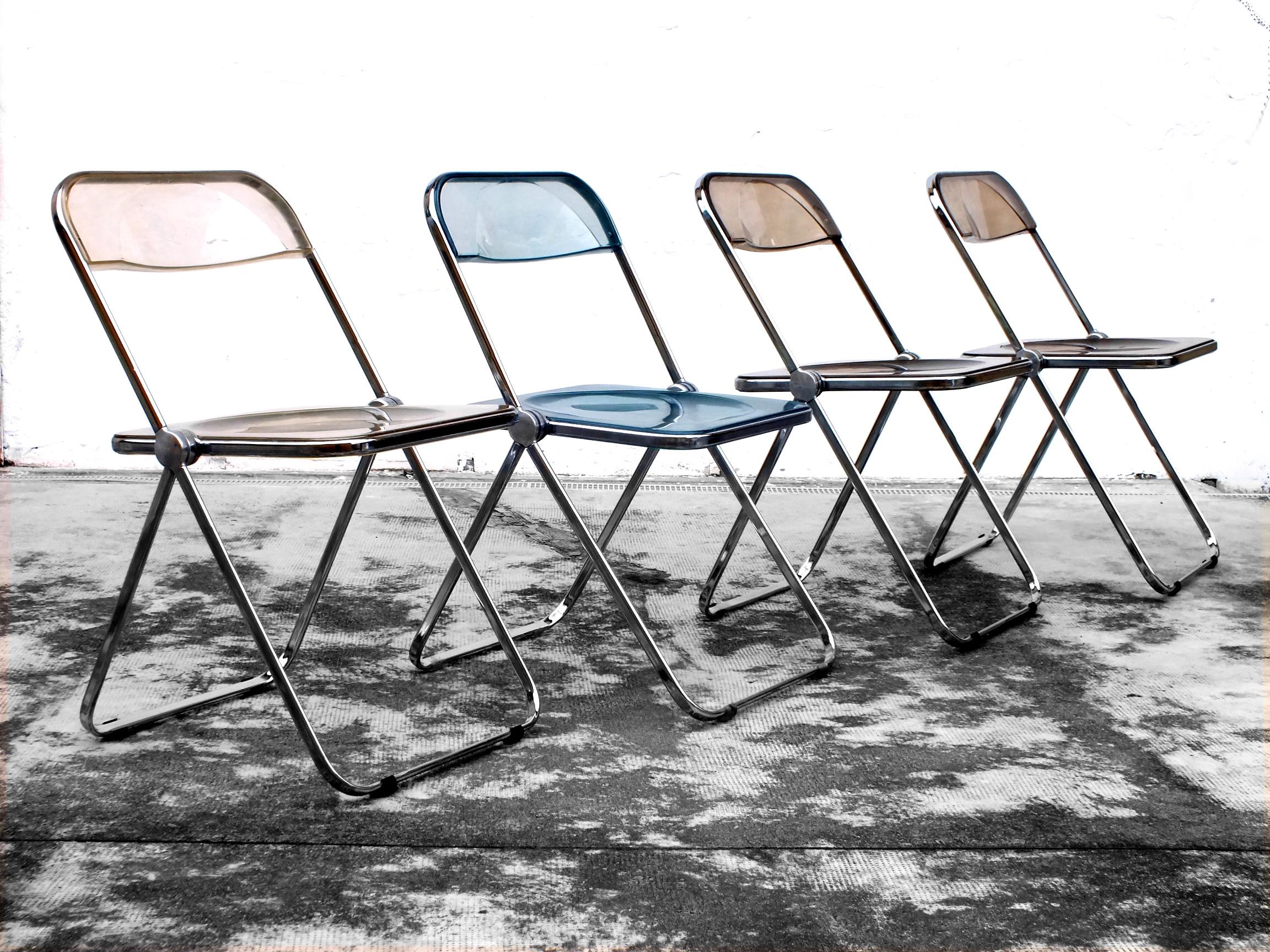 Piretti Giancarlo Design for Anonima Castelli in Years 1970 Four Plia Chairs For Sale 6