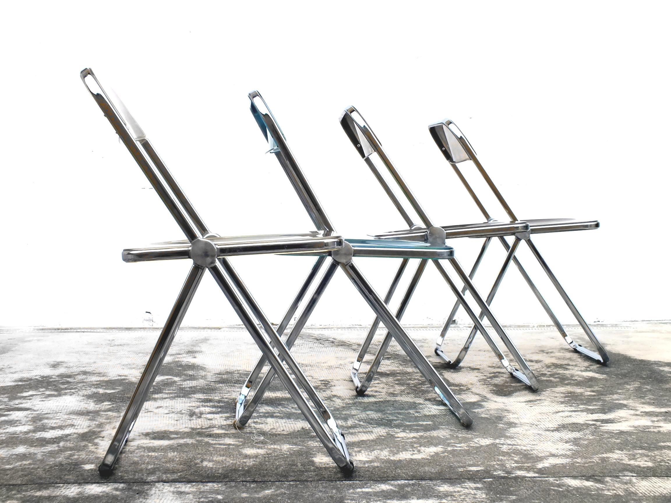 Piretti Giancarlo Design for Anonima Castelli in Years 1970 Four Plia Chairs For Sale 7
