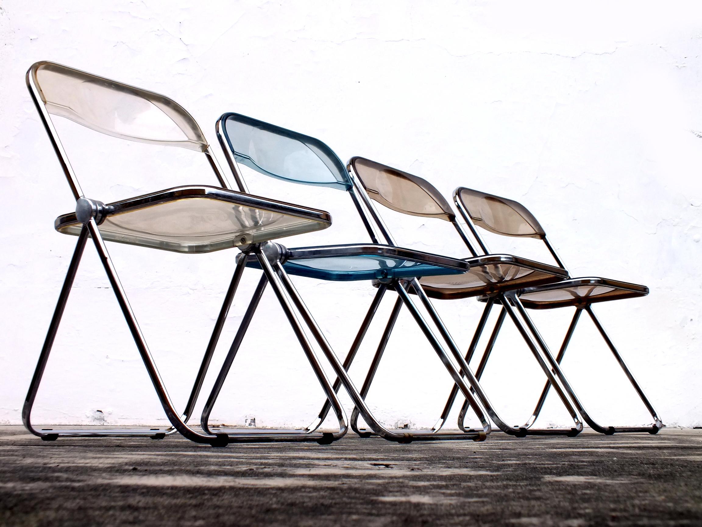 Modern Piretti Giancarlo Design for Anonima Castelli in Years 1970 Four Plia Chairs For Sale