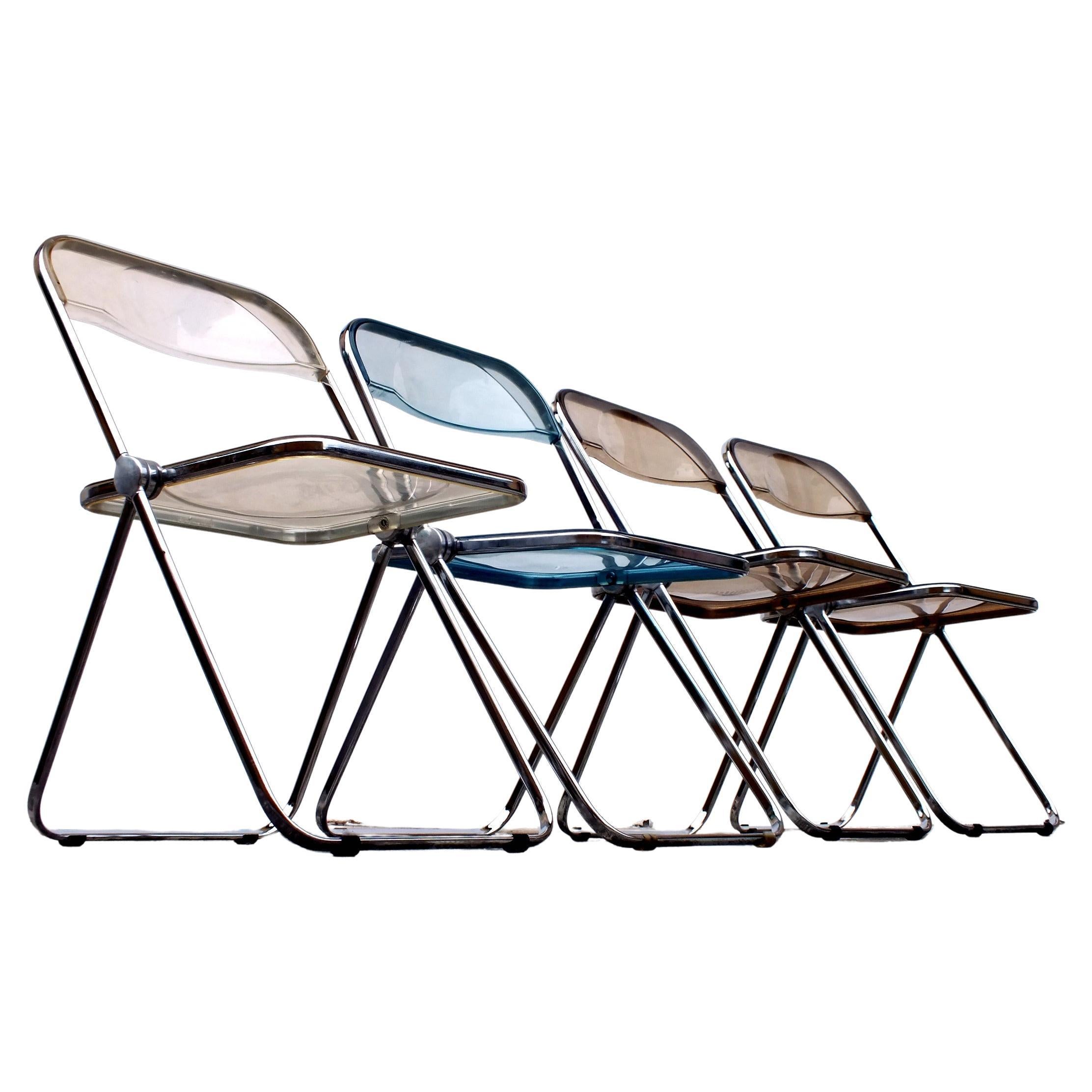 Piretti Giancarlo Design for Anonima Castelli in Years 1970 Four Plia Chairs For Sale