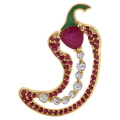 Piri Earring, 14K Yellow Gold and Ruby Sculptural Fine Jewelry, Cocoerow