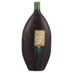 Pirjo Nylander, Finnish Ceramist. Unique Tall Ceramic Vase. 1960s-70s