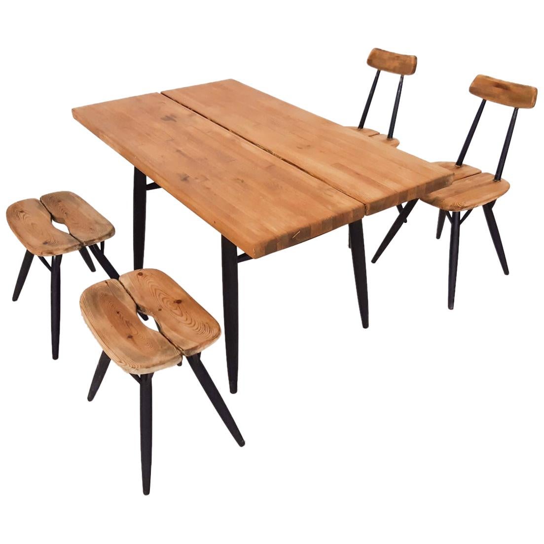 Pirkka Dining Set by Ilmari Tapiovaara for Laukaan Puu, Finland, 1955