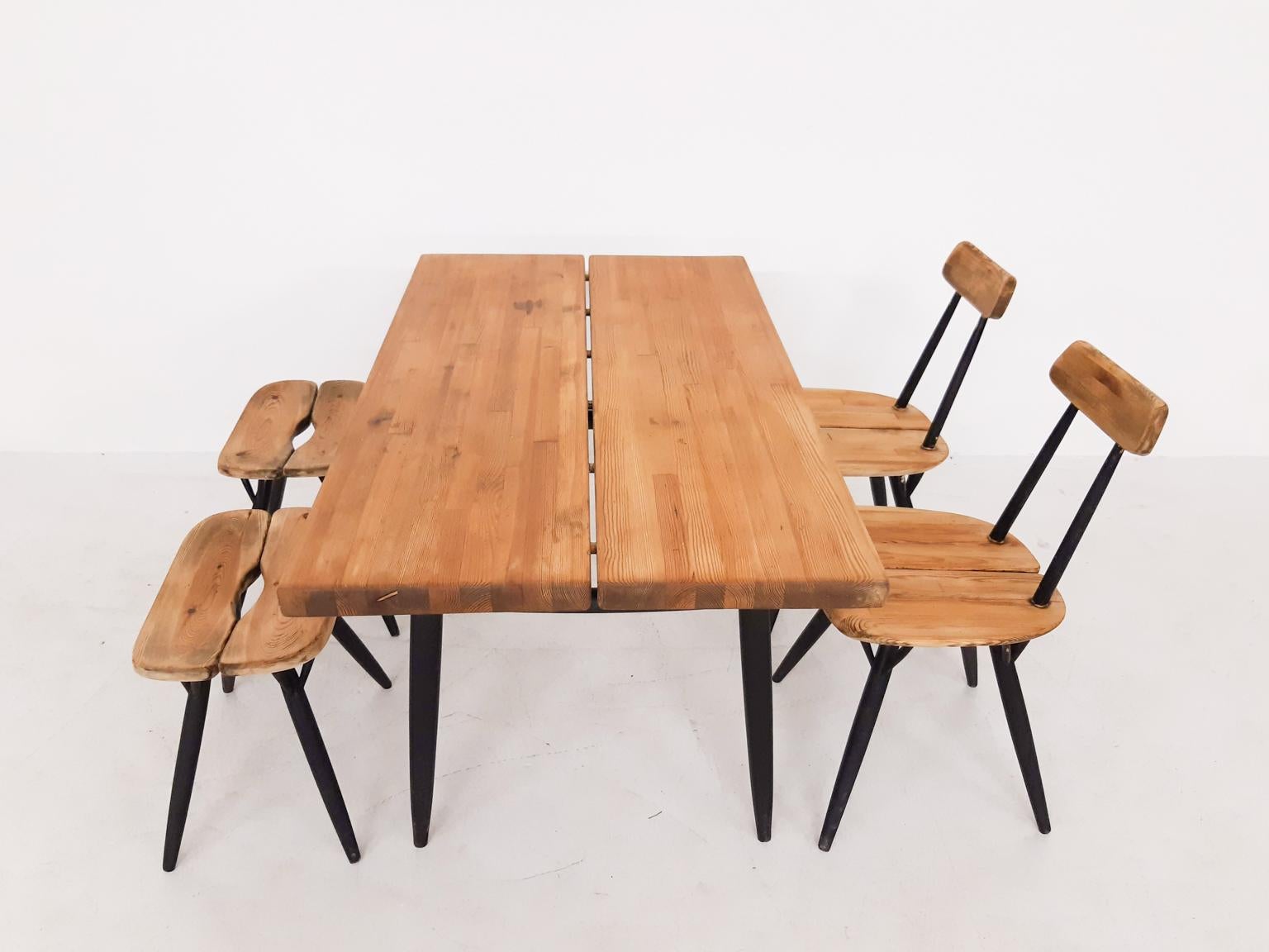 Pirkka Dining Set by Ilmari Tapiovaara for Laukaan Puu, Finland, 1955 In Good Condition In Amsterdam, NL