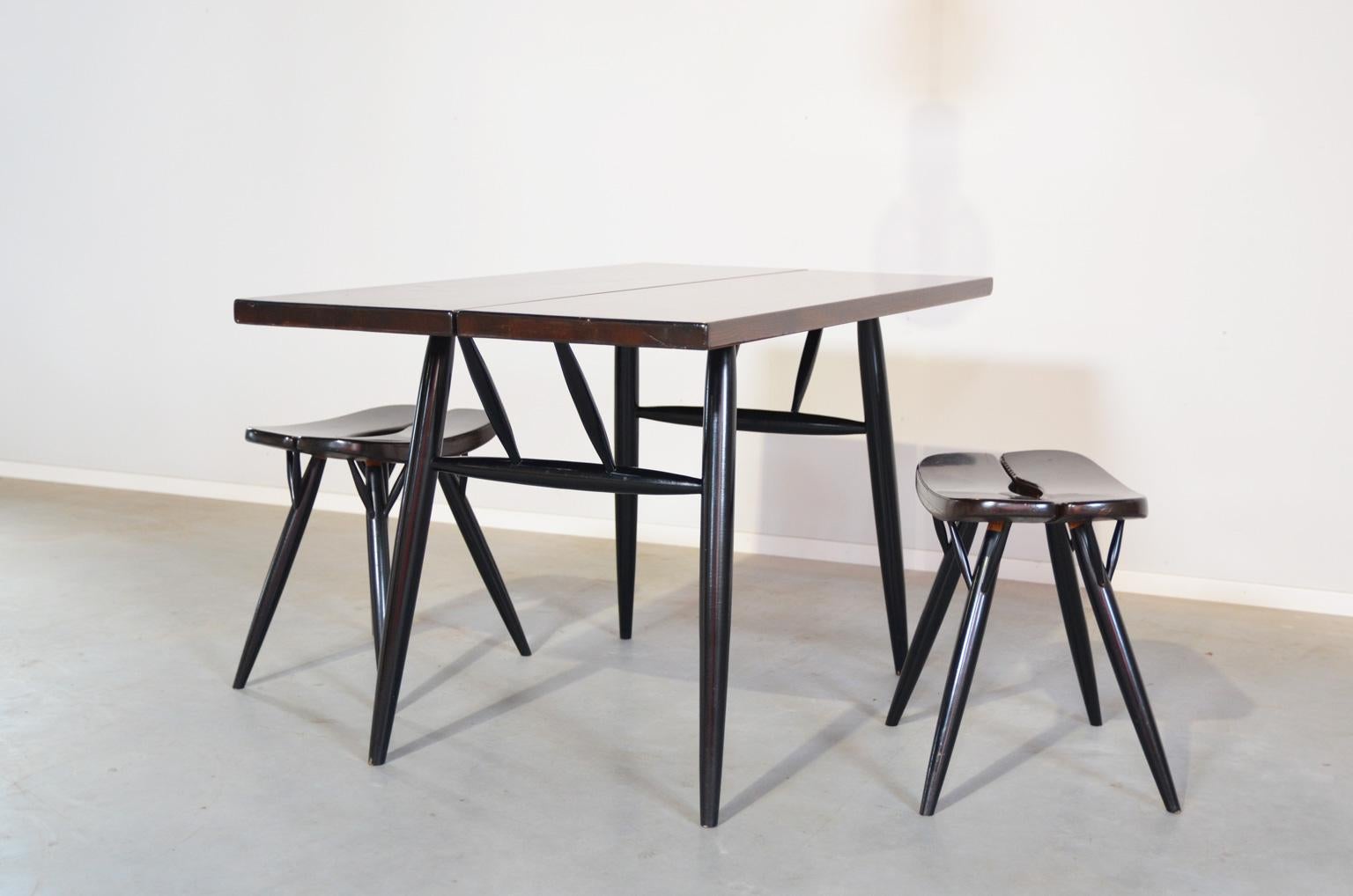 Mid-Century Modern Pirkka Table and Stools Ilmari Tapiovaara for Laakan Puu For Sale