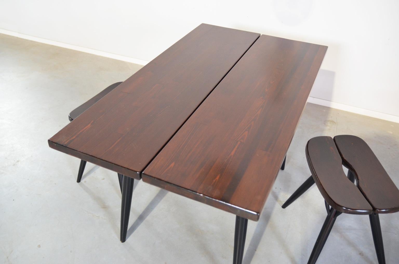 European Pirkka Table and Stools Ilmari Tapiovaara for Laakan Puu For Sale