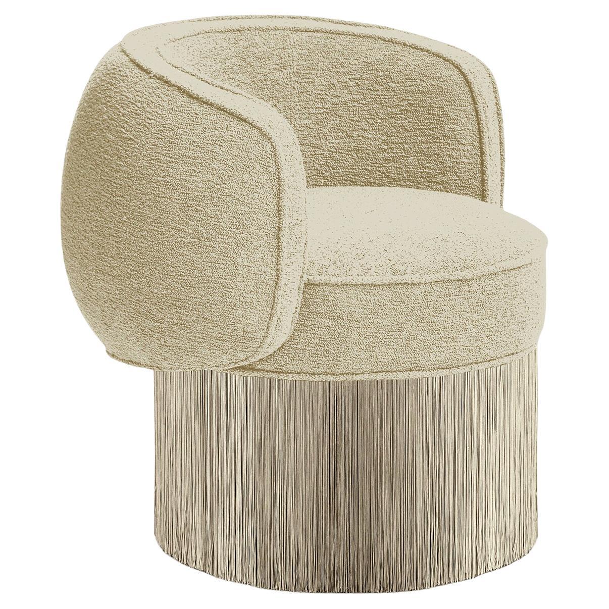 Pirouette Beige Bouclé fabric swivel Armchair by Lorenza Bozzoli Couture