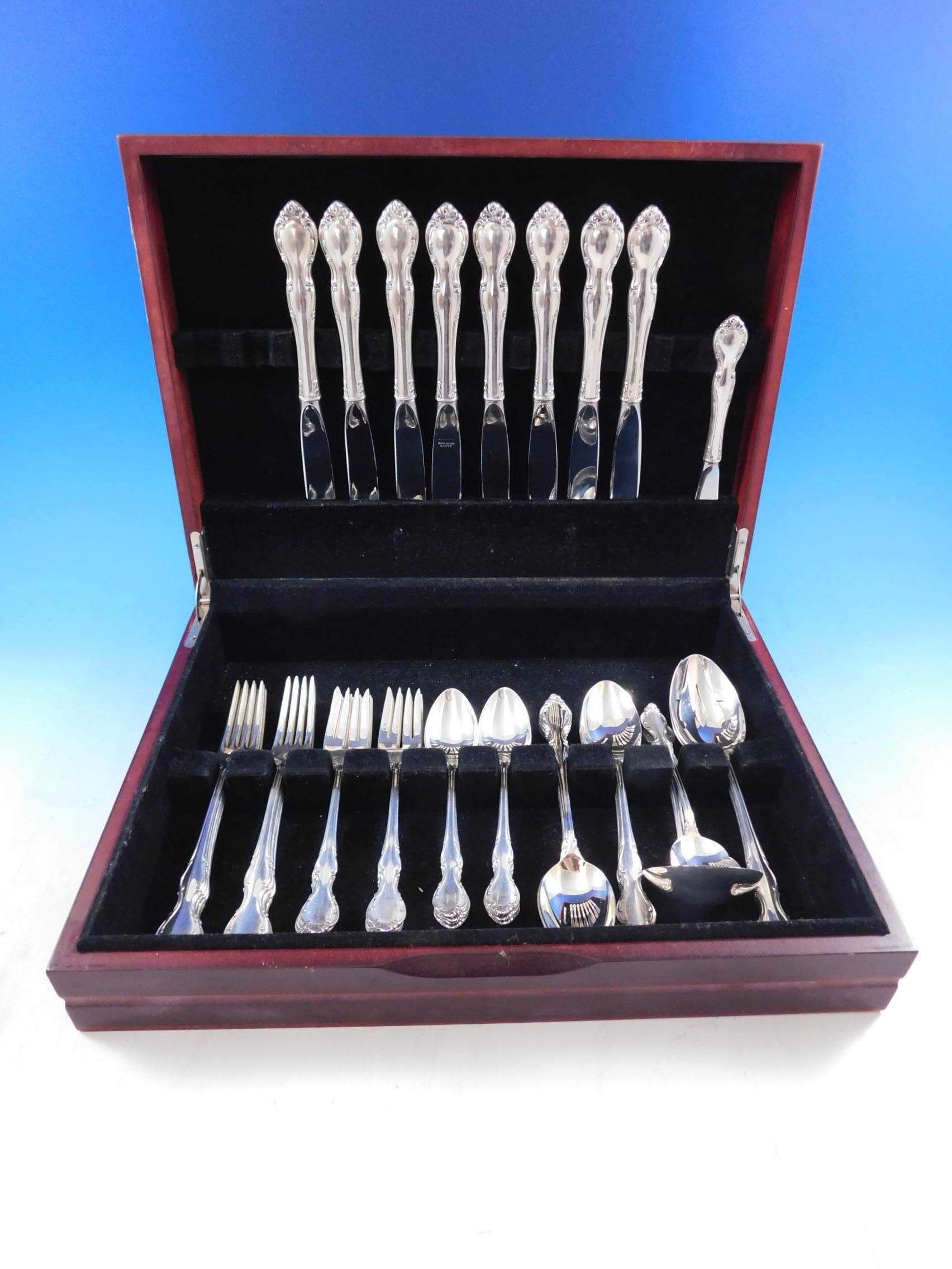 Pirouette by Alvin sterling silver flatware set, 53 pieces. This set includes:

8 knives, 9 1/4