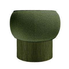 Pirouette green Bouclé fabric swivel Armchair #1 by Lorenza Bozzoli Couture