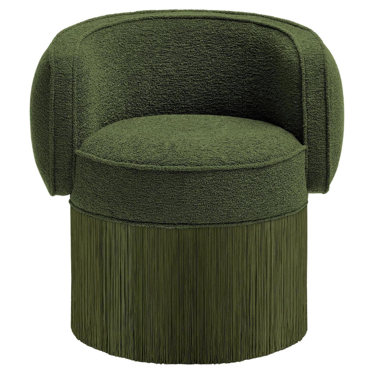 Pirouette green Bouclé fabric swivel Armchair #1 by Lorenza Bozzoli Couture