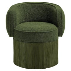 Pirouette green Bouclé fabric swivel Armchair #1 by Lorenza Bozzoli Couture