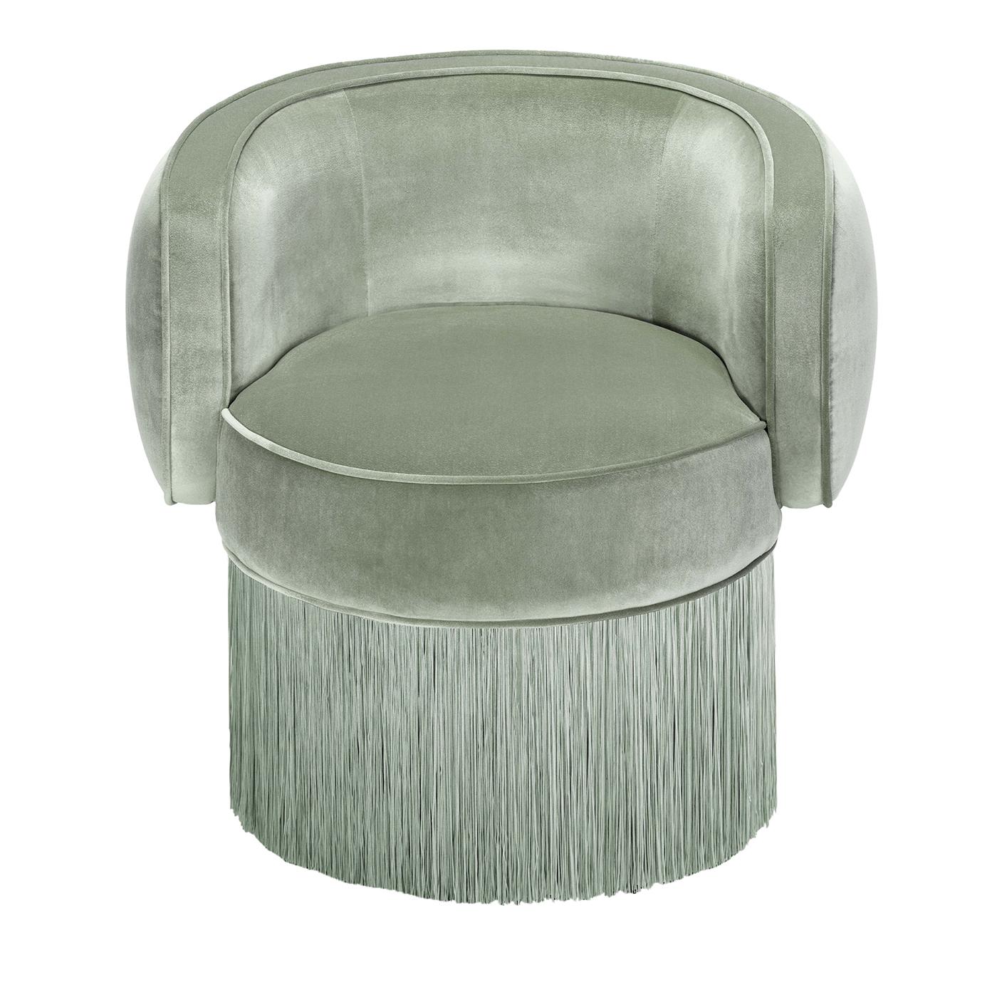 XXIe siècle et contemporain Fauteuil pivotant Pirouette vert clair en velours de Lorenza Bozzoli Couture en vente