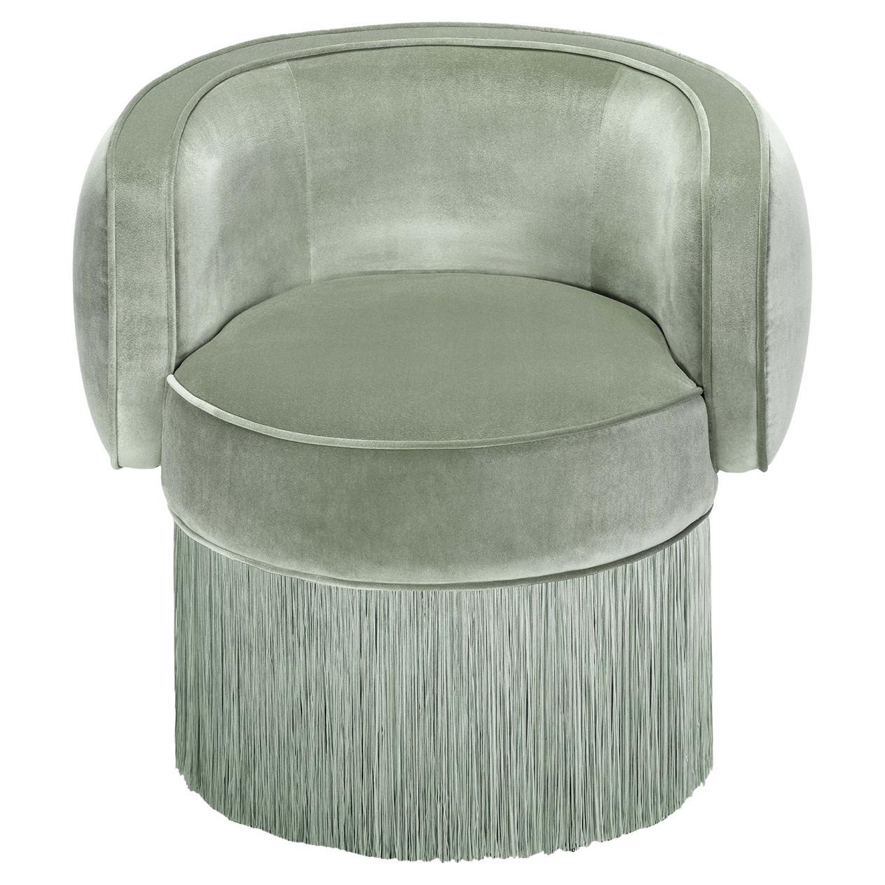 Pirouette Light Green Velvet fabric swivel Armchair by Lorenza Bozzoli Couture