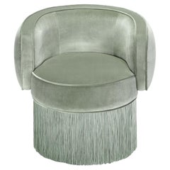 Pirouette Light Green Velvet fabric swivel Armchair by Lorenza Bozzoli Couture