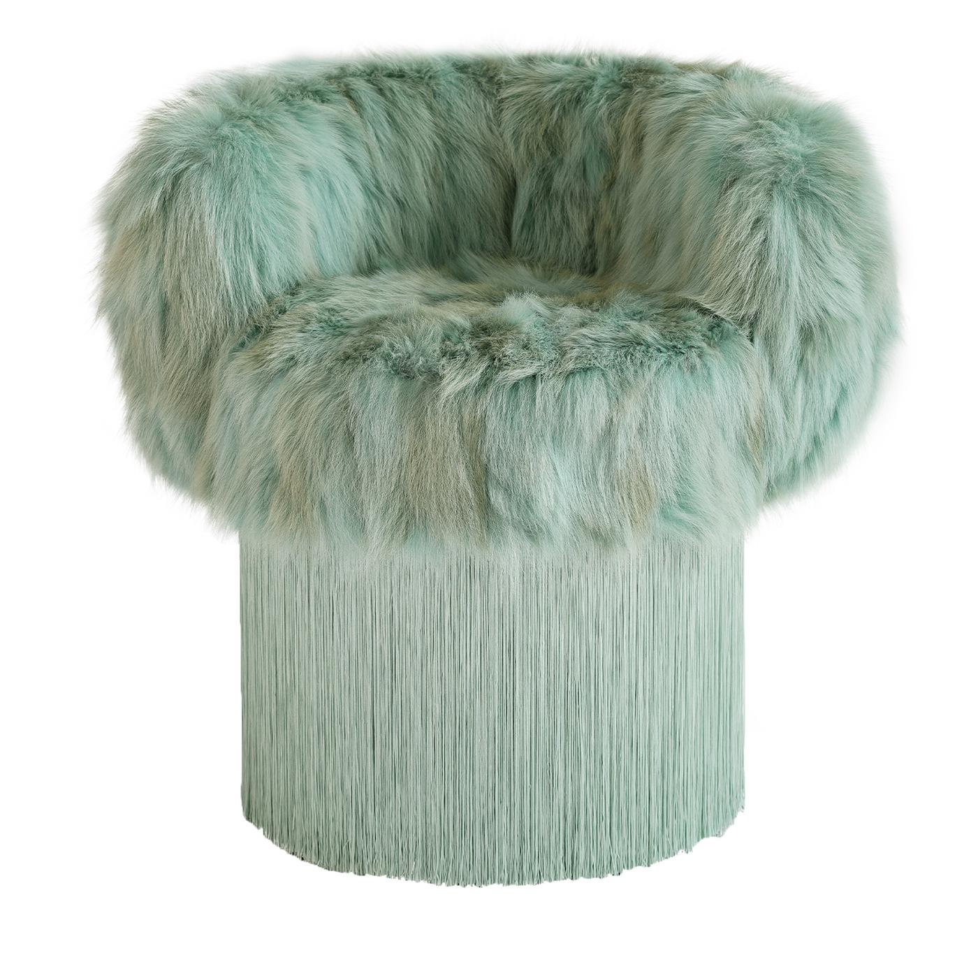 Cuir Fauteuil de coyote vert Pirouette Tiffany par Lorenza Bozzoli Couture en vente