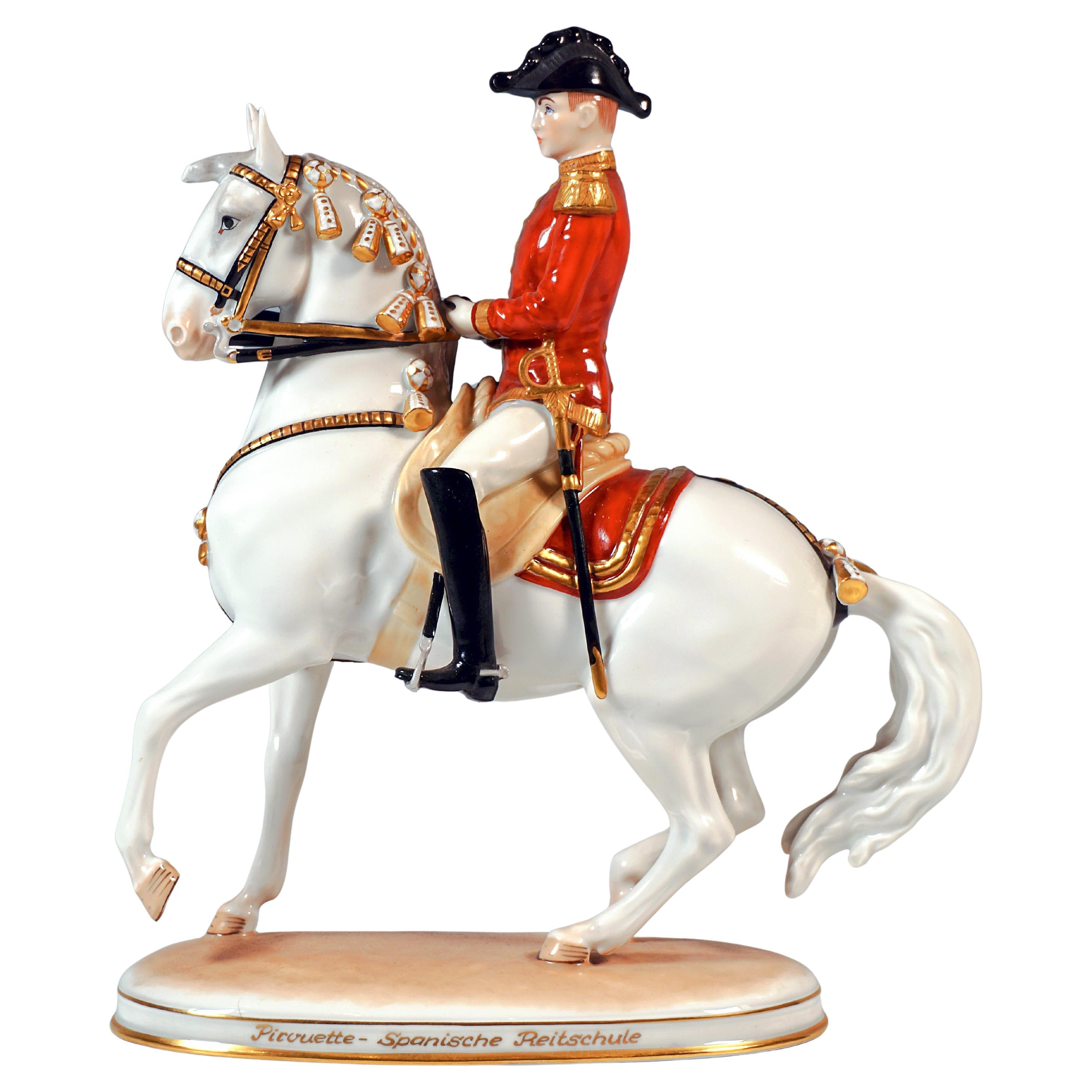 Pirouette" mit Reiter, Spanish School Vienna, Pferd von Augarten, 20.