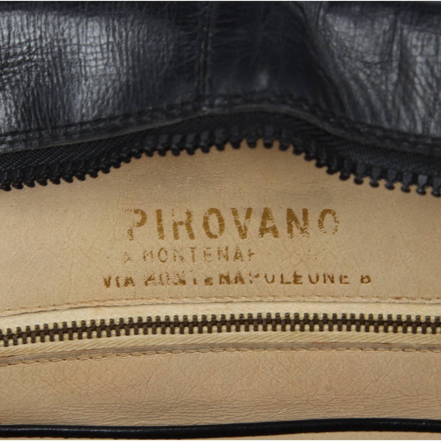 Pirovano Vintage Black Leather Travel Bag, 1960s 5