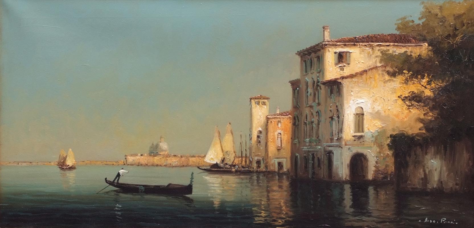 Venice Panoramic View - Painting by PISANI Angelo