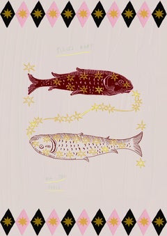 Fische Baby Zodiac Zeichen Poster von Leticia Gagetti - Größe A1