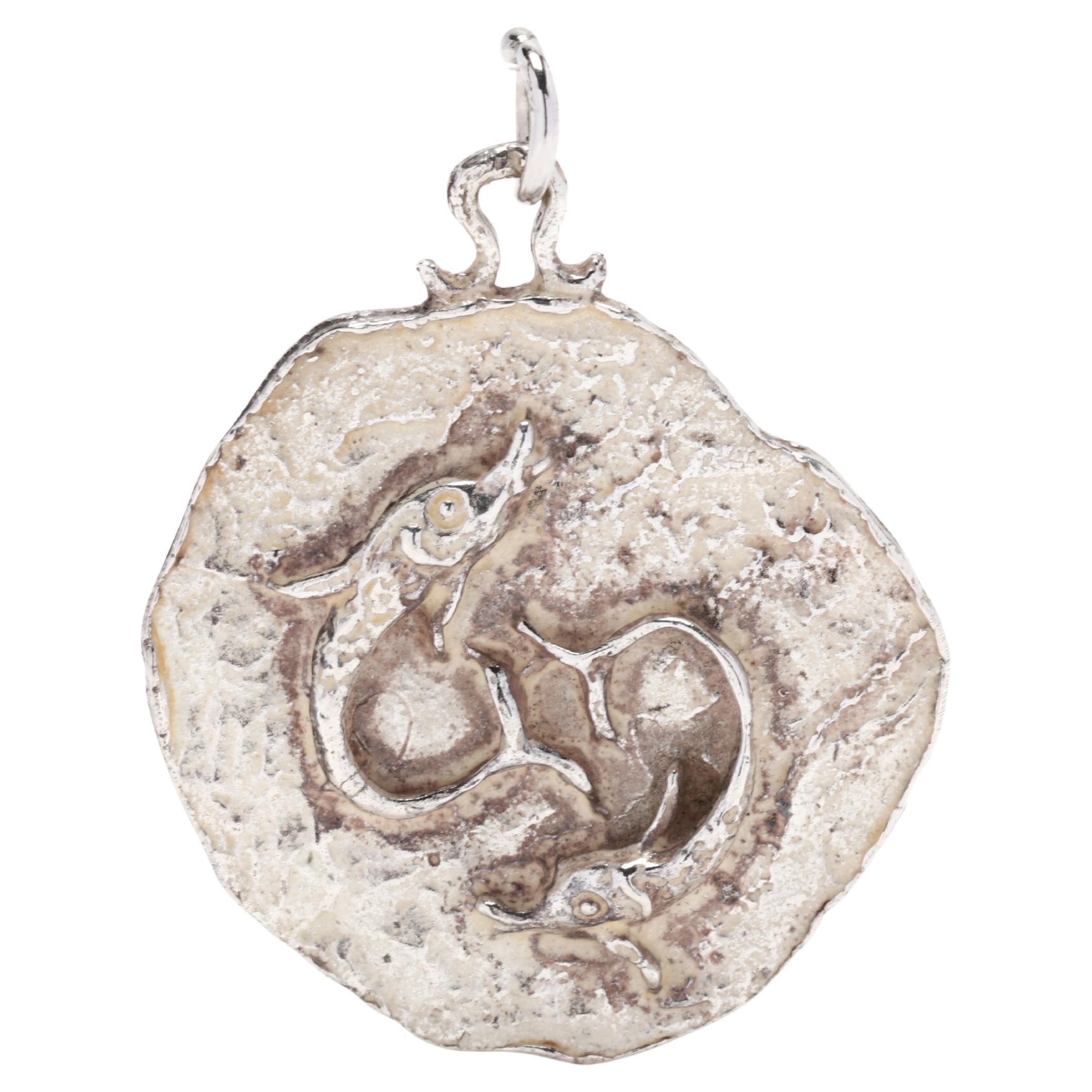 Pisces Charm, Sterling Silver, Zodiac Charm For Sale