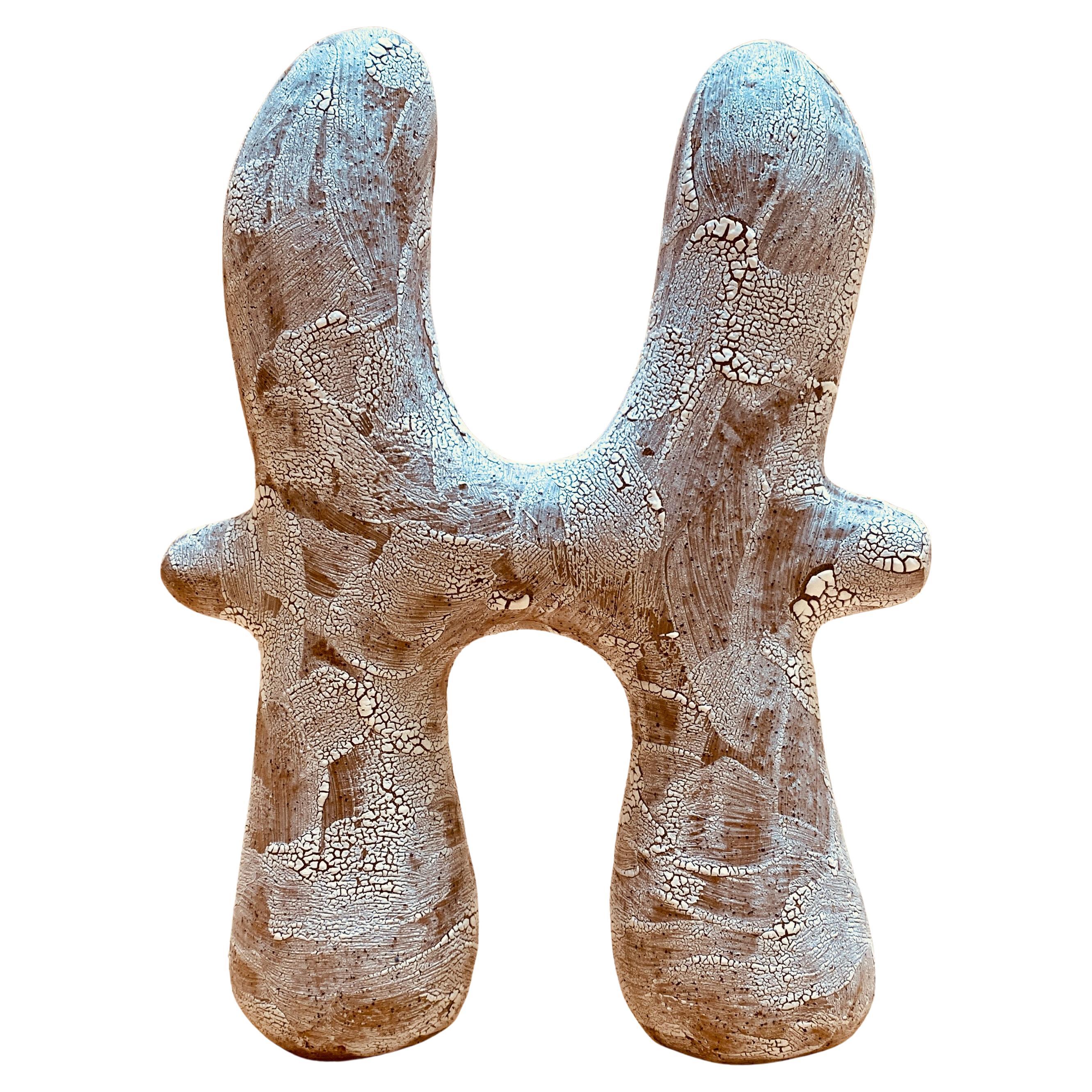 Pisces Crackle Glaze Ceramic Sculpture by Stephanie Phillips For Sale