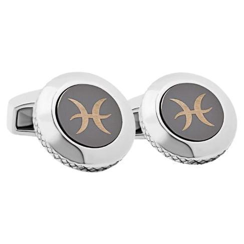 Pisces Cufflinks with Rhodium Finish For Sale