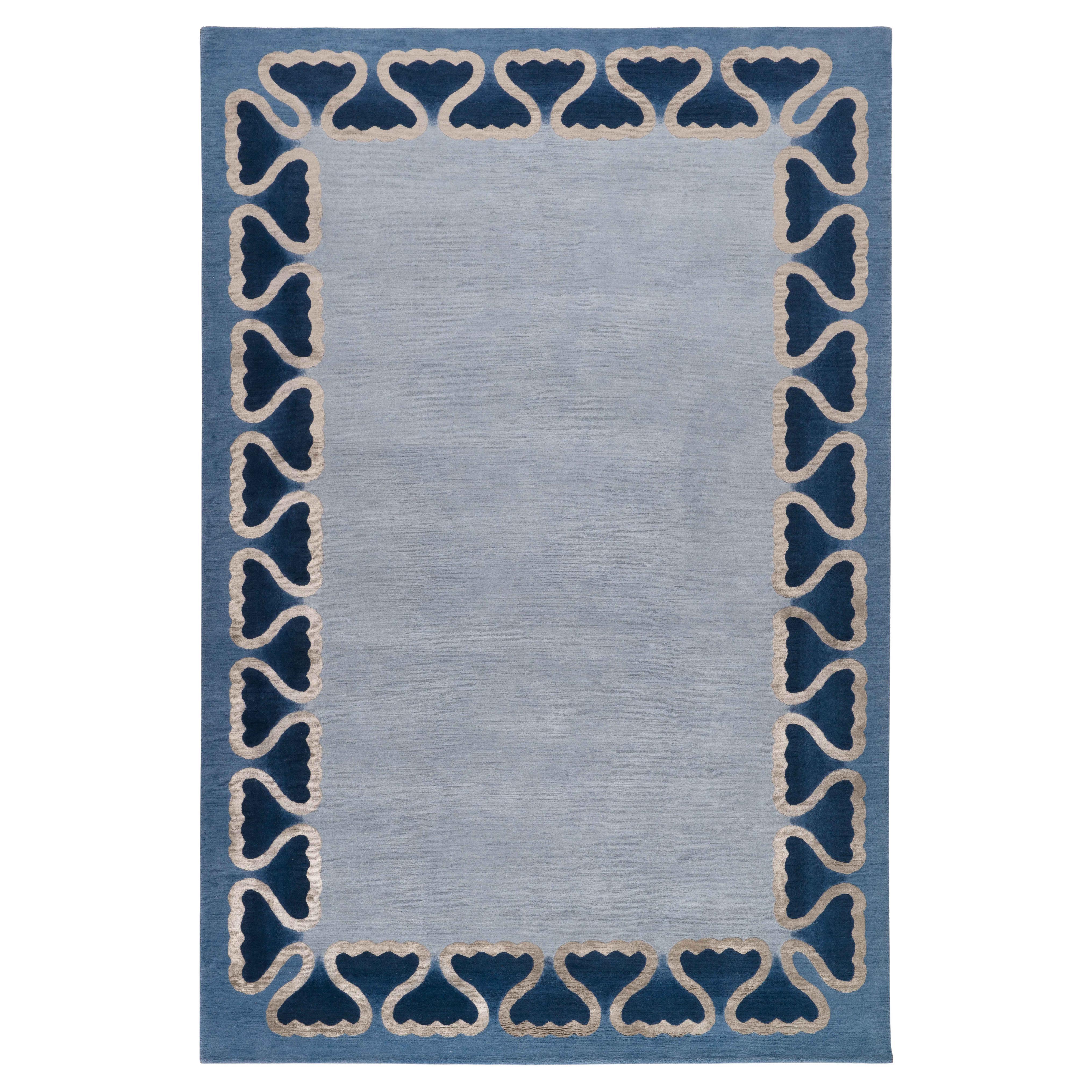 Pisces Hand-knotted 9' x 6' Rug in Wool & Silk By Martin Brudnizki For Sale