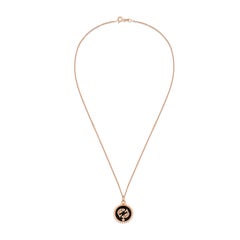 Pisces Necklace in 14K Rose Gold with Black Enamel & White Diamond