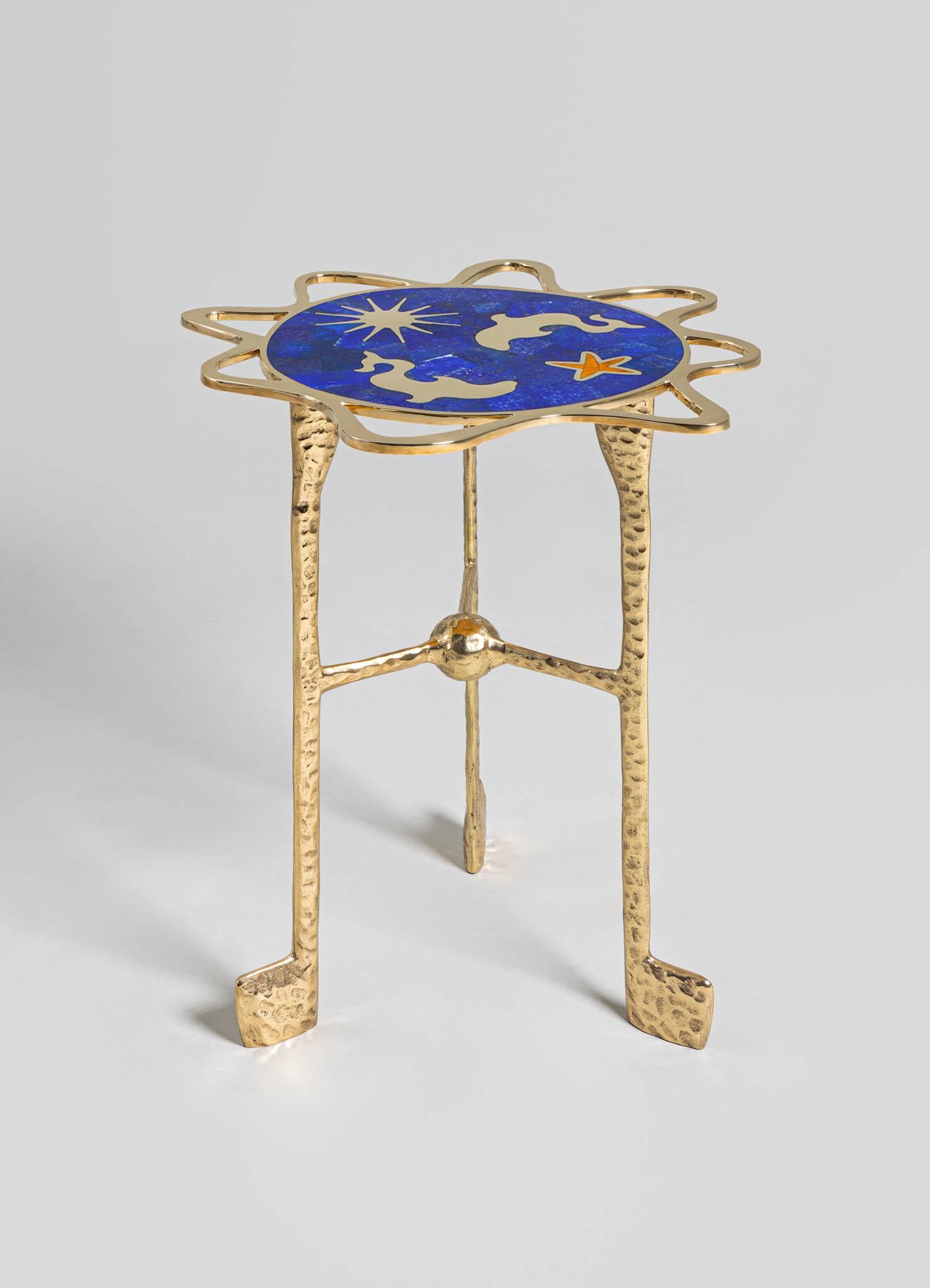 Pisces Side Table in Brass with Semi Precious Stones, Viya by Vikram Goyal

Bring the universe home, and see what’s written in the stars. These renderings of enamel and brass depict the ineffable mysticism of planetary movements, one which governs