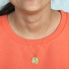 Pisces Sunsign Zodiac Pendant with Pave Diamonds In 14k Yellow Gold