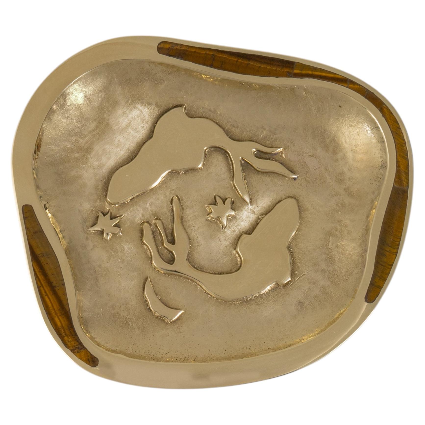 Decorative Brass Trinket Tray, Pisces with Semi Precious, Viya by Vikram Goyal For Sale