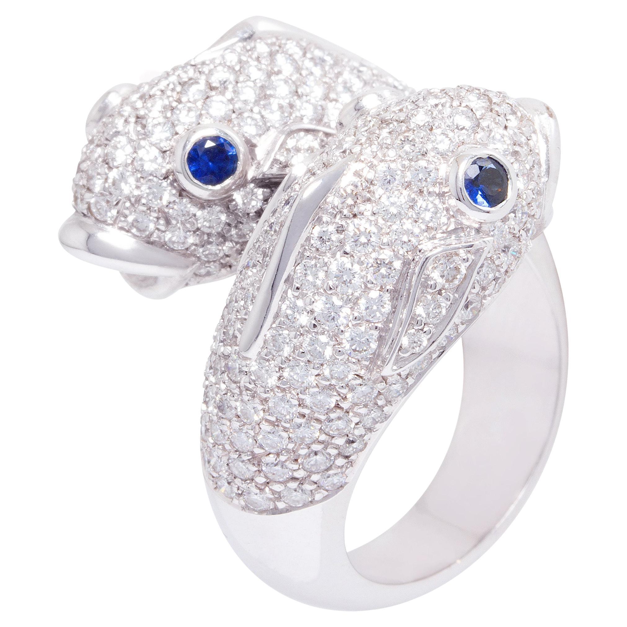 Pisces Zodiac Cocktail-Ring mit Diamanten entworfen von Ella Gafter