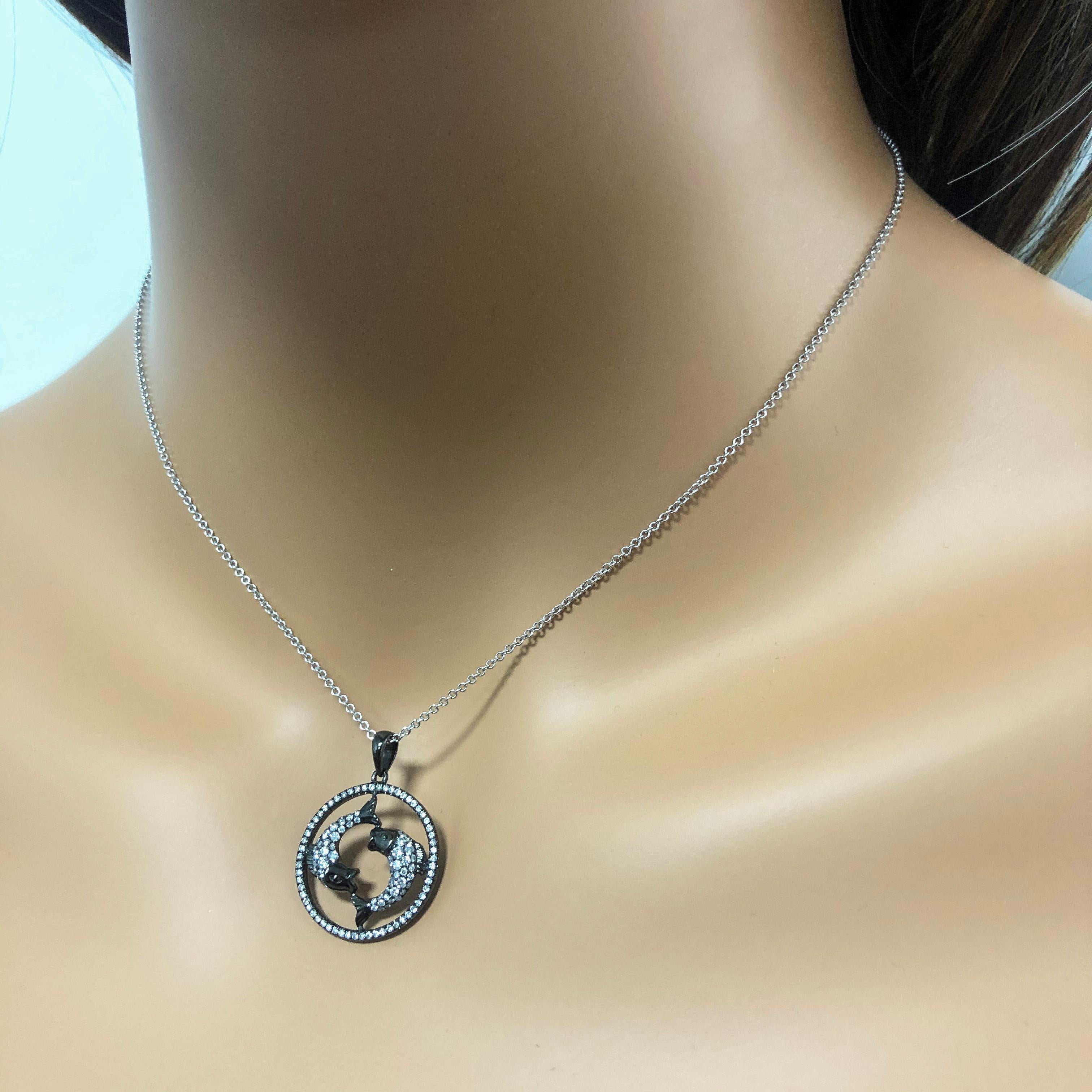 Modern Pisces Zodiac Diamond Pendant Necklace