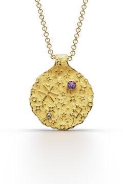 Pisces Zodiac Pendant –18K Gold – Astrology Necklace By Oltremare Gioielli