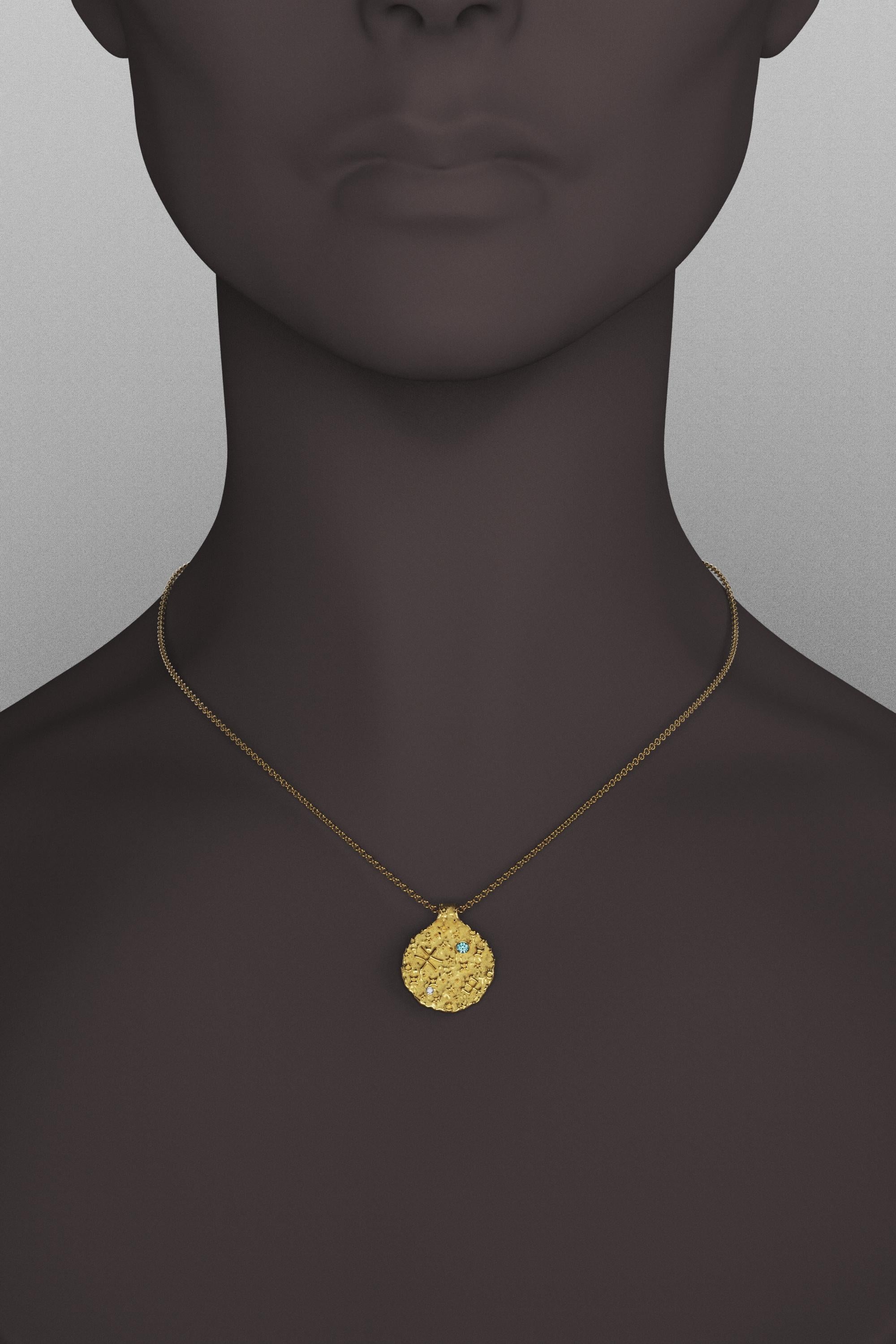 Pisces Zodiac Pendant –18K Gold – Astrology Necklace By Oltremare Gioielli For Sale 1