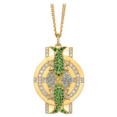 Pendentif Zodiac Poissons Or 18k, 66 DIAS, 66 Tsavorites, 54 Aigue-marines, 4 Saphirs