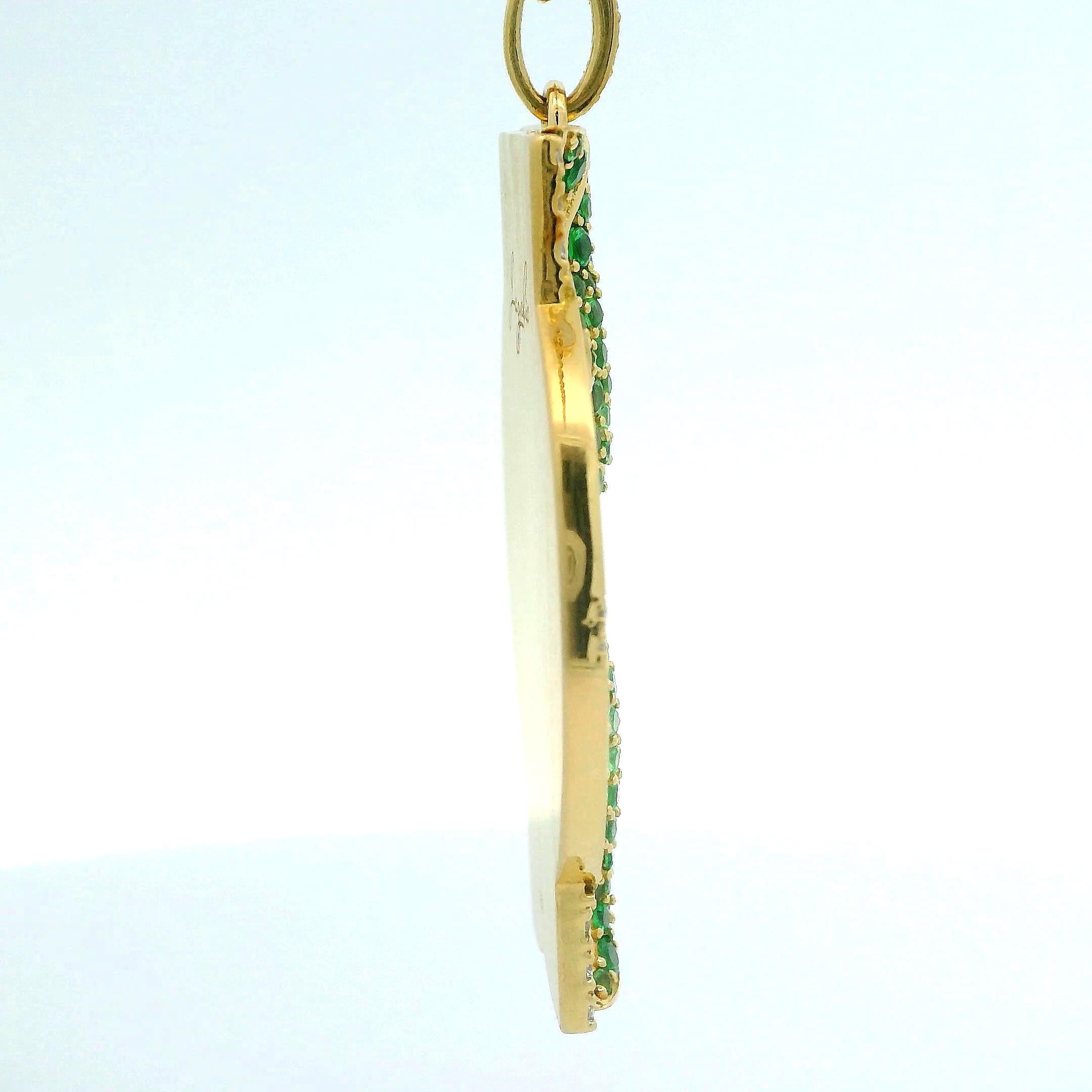 Contemporary Pisces Zodiac Pendant Necklace, 18k Gold, 66 Dias, 66 Tsavs, 54 Aquas, 4 Sapphs For Sale