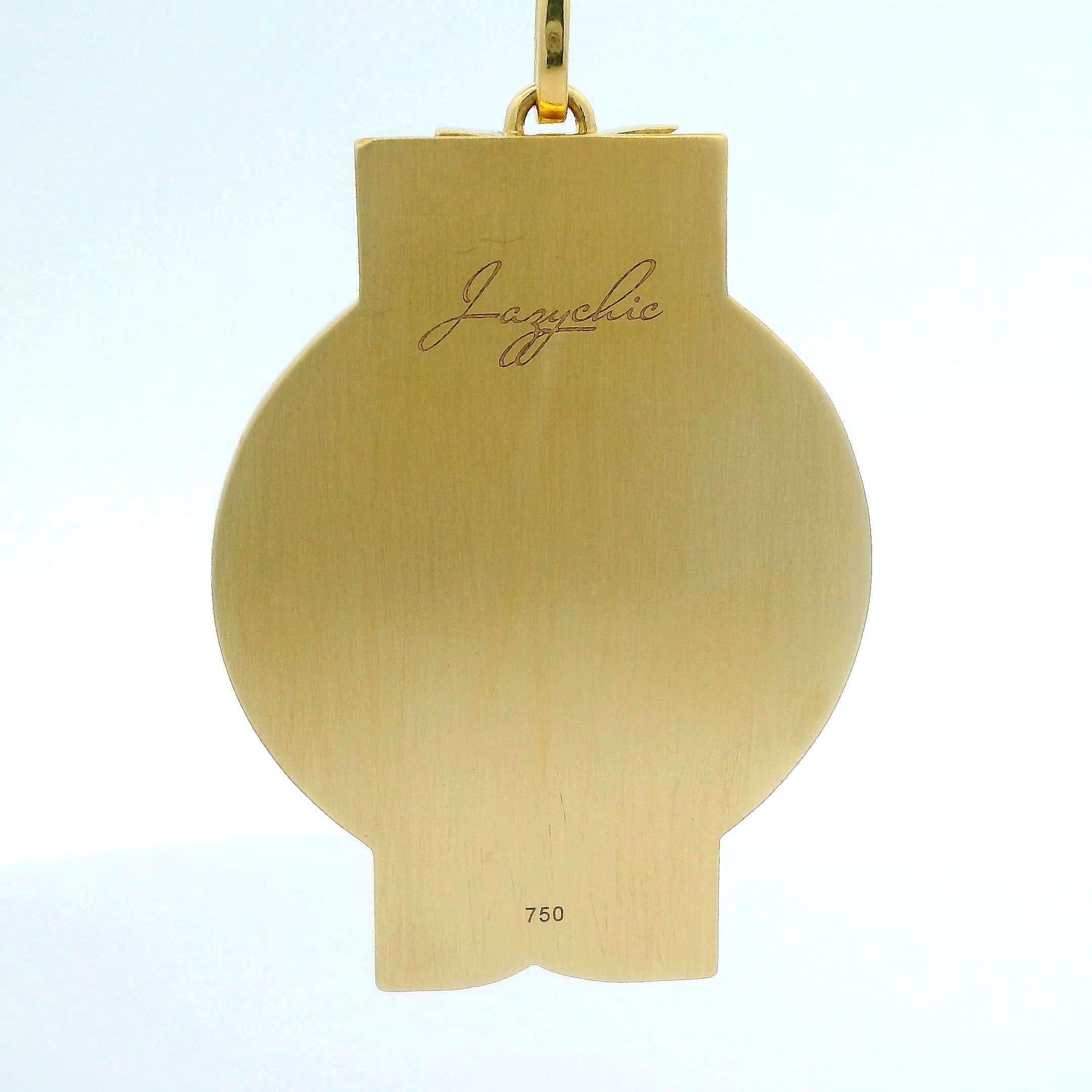 Brilliant Cut Pisces Zodiac Pendant Necklace, 18k Gold, 66 Dias, 66 Tsavs, 54 Aquas, 4 Sapphs For Sale