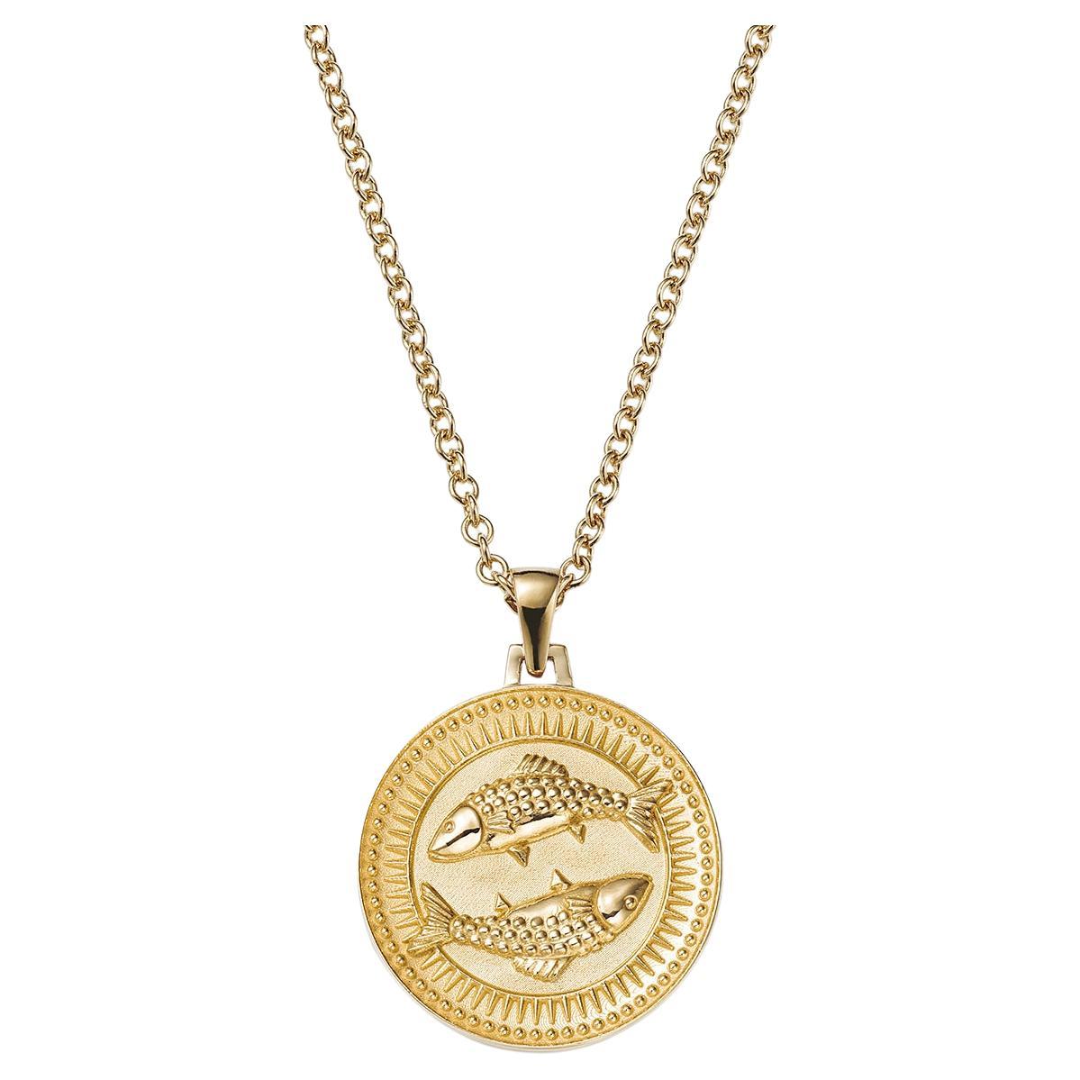 Pisces Zodiac Pendant Necklace 18kt Fairmined Ecological Gold For Sale