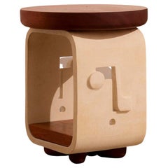Piscina Mini Reader Side Table in Unglazed Ceramic and African Mahogany 