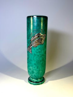 Vase Piscine en grès appliqué Wilhelm Kage, Argenta, Gustavsberg n° 1029